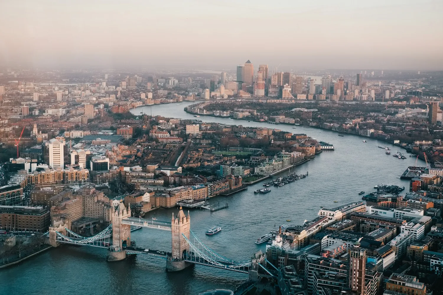 Tower Bridge and the River Thames in London, UK